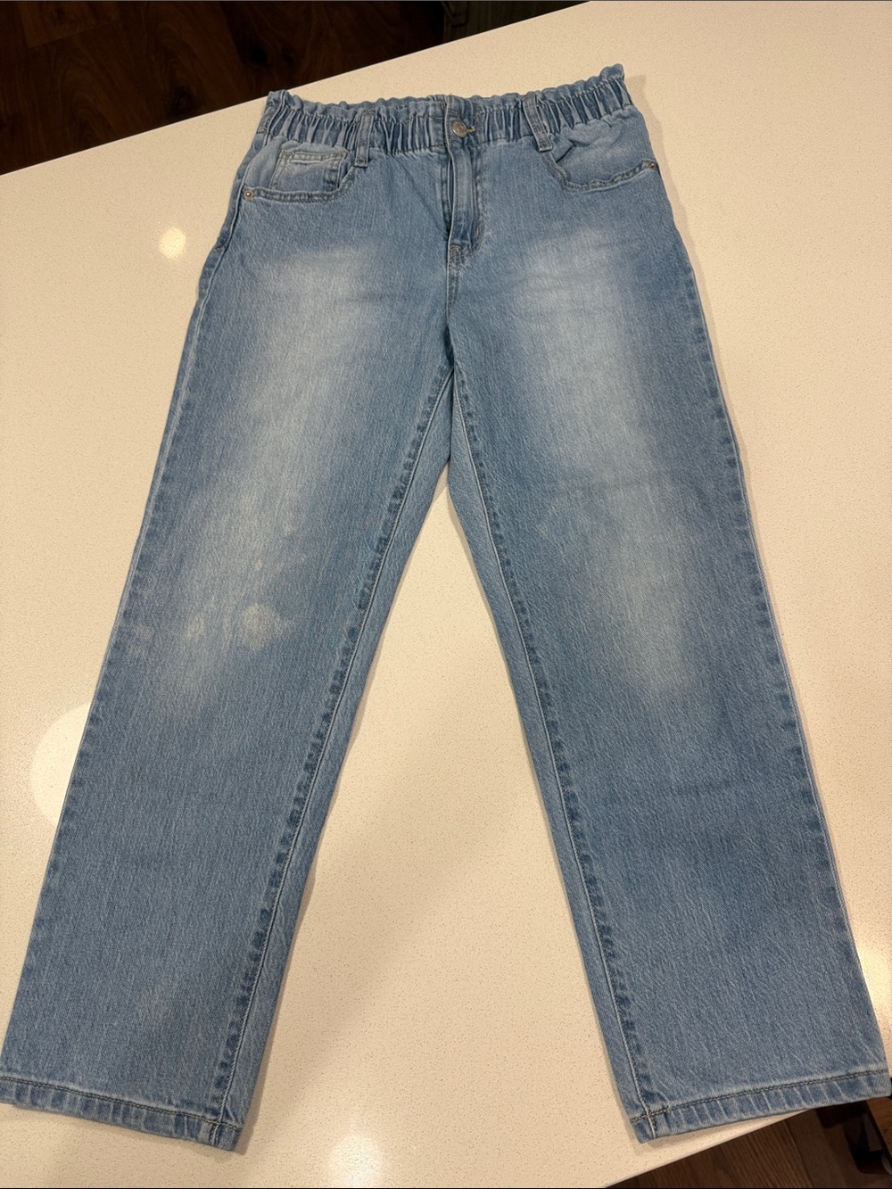 Cat & Jack Light Wash Distressed Elastic Waist Kids Jeans
